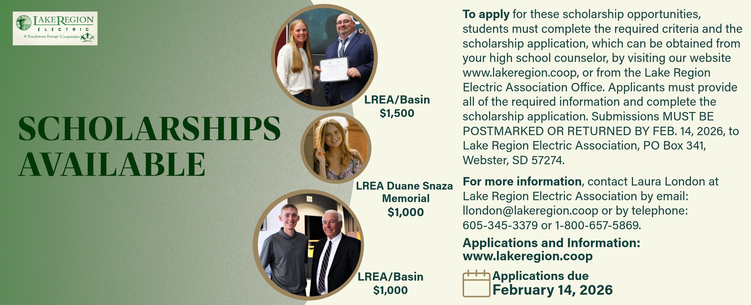 scholarship information with kid's photos