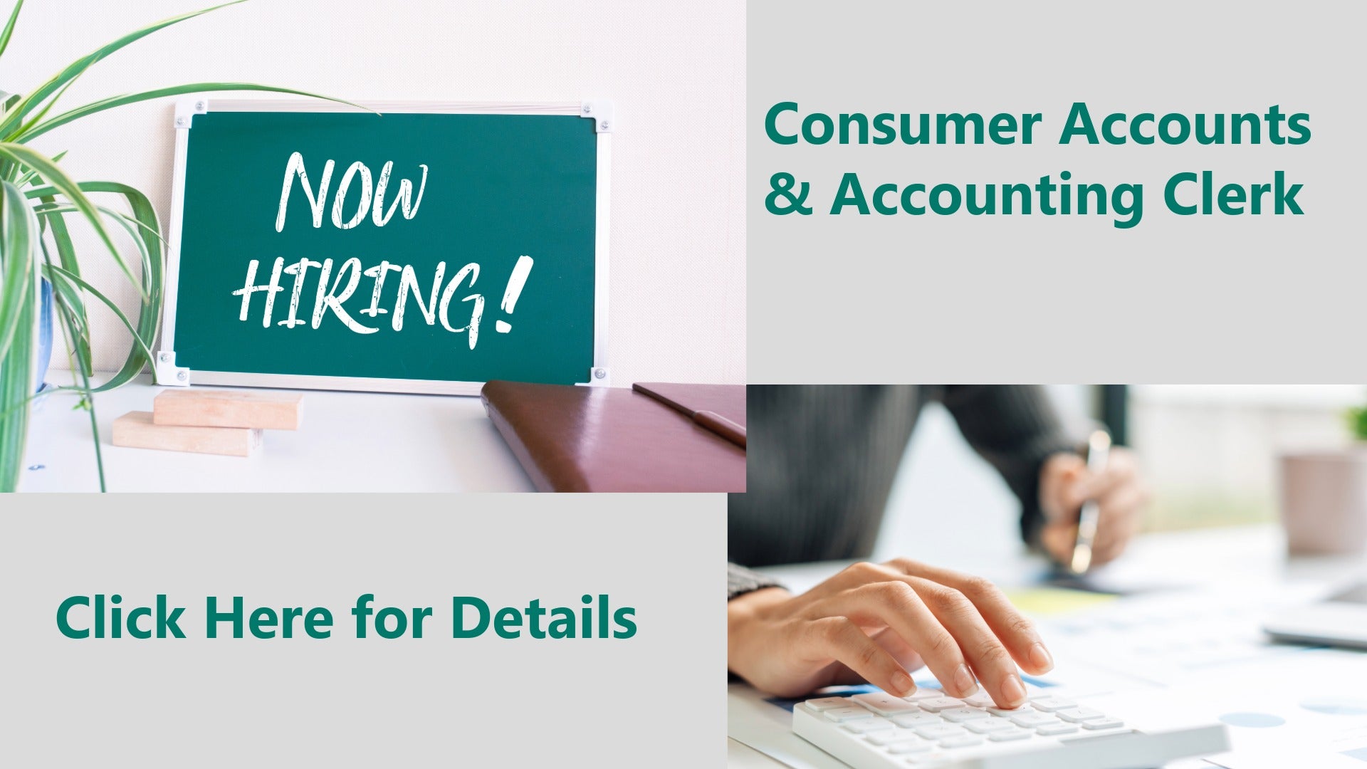 Now hiring sign with hand 