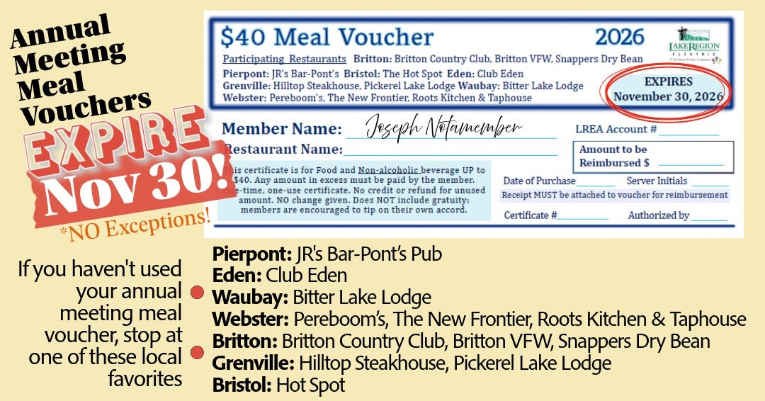 Text about meal voucher expiring